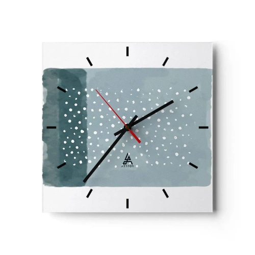 Reloj de pared - Reloj de vidrio - Creación sobre azul - 40x40 cm