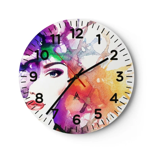 Reloj de pared - Reloj de vidrio - Con la cabeza en las nubes - 30x30 cm