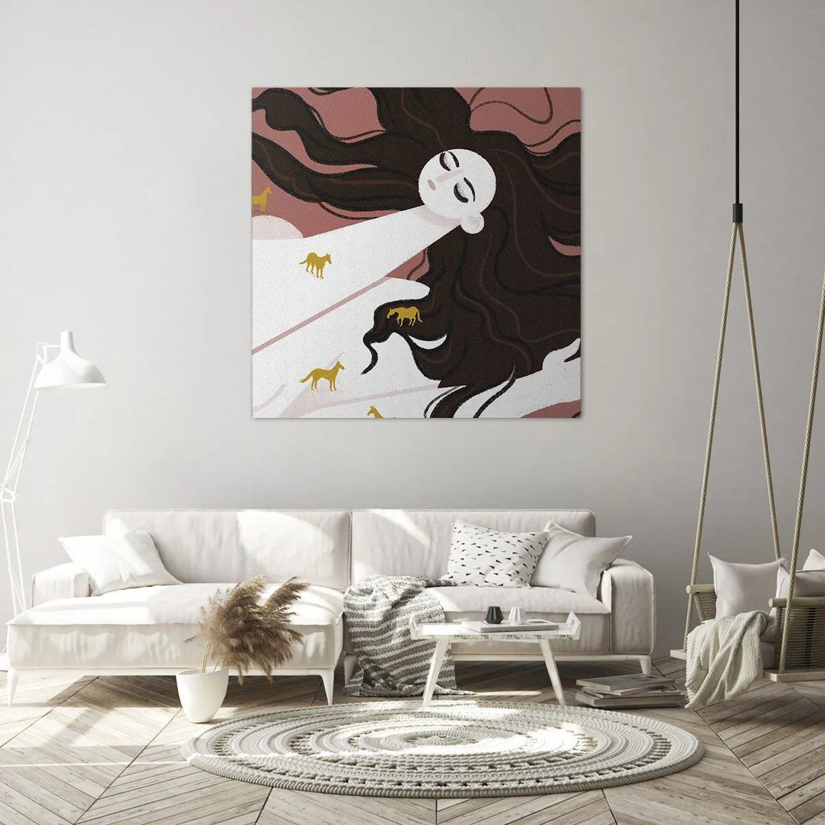 Cuadro sobre lienzo - Impresión de Imagen - Sueño de caballos dorados - 40x40 cm