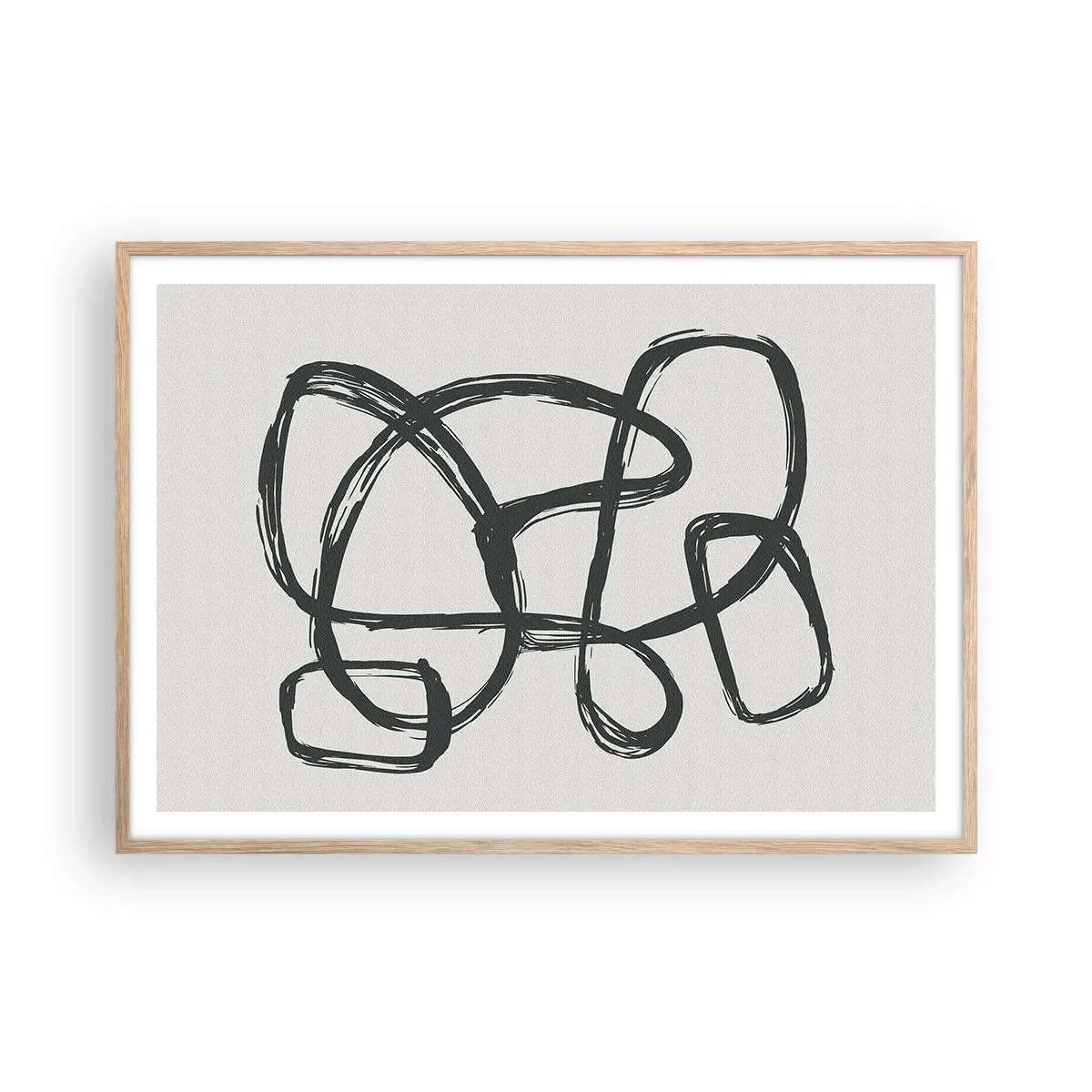 Póster en marco roble claro - Abstracción en bucle - 100x70 cm