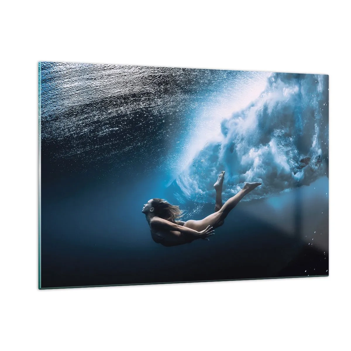 Cuadro sobre vidrio - Impresiones sobre Vidrio - Sirena moderna - 120x80cm - Una sirena contemporánea - Decoración de pared moderna para salón y dormitorio ARTTOR