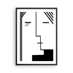 Póster en marco negro - Un rostro minimalista y abstracto en estilo blanco y negro. - 50x70cm - Solo un beso - Decoración de pared moderna para salón y dormitorio ARTTOR