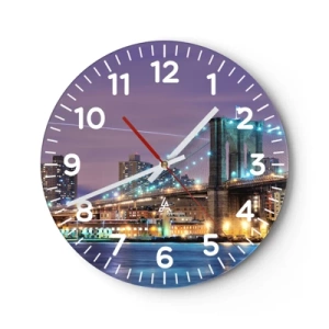 Reloj de pared - Reloj de vidrio - Durante muchos años, el puente de Brooklyn - 30x30 cm