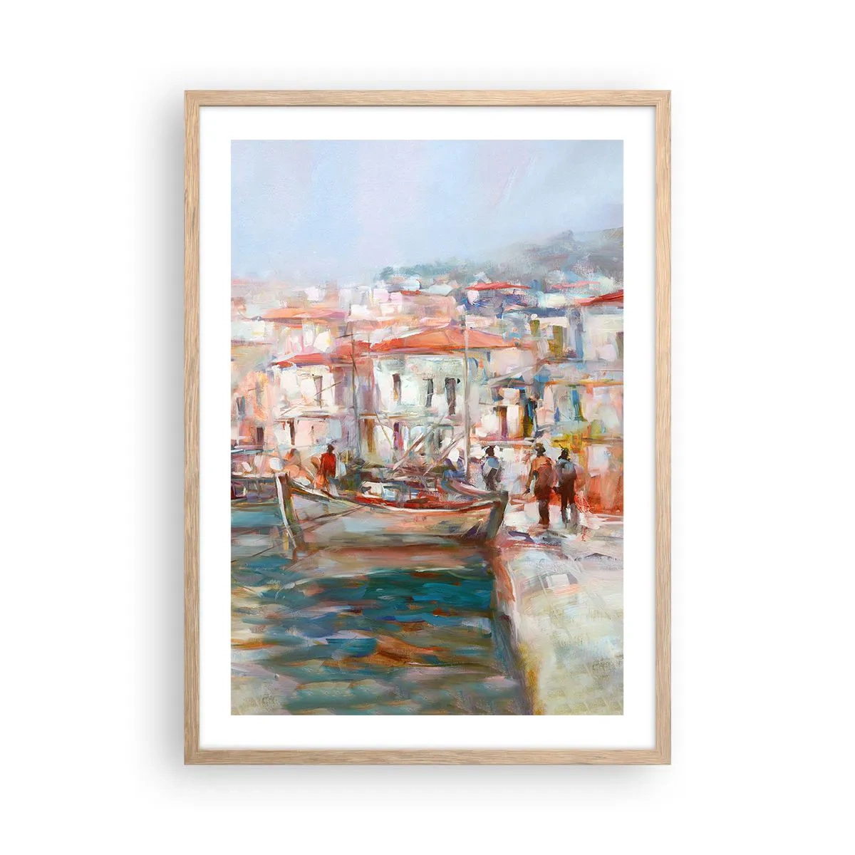 Póster en marco roble claro - Vacaciones en colores pastel - 50x70 cm