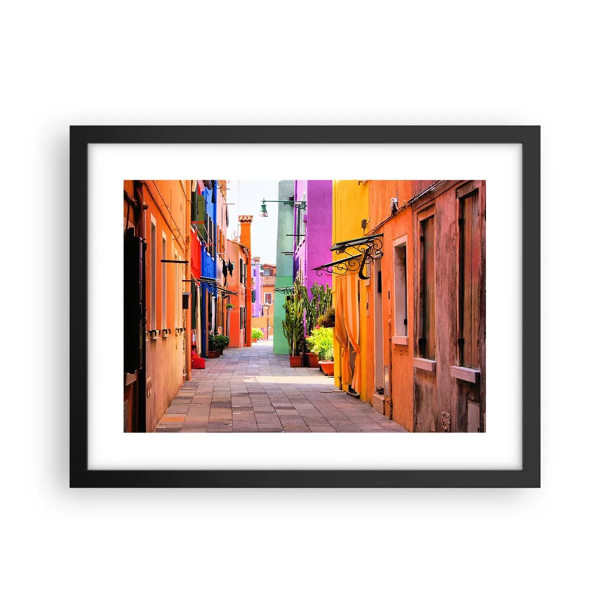 Póster en marco negro - El callejón arco iris - 40x30 cm