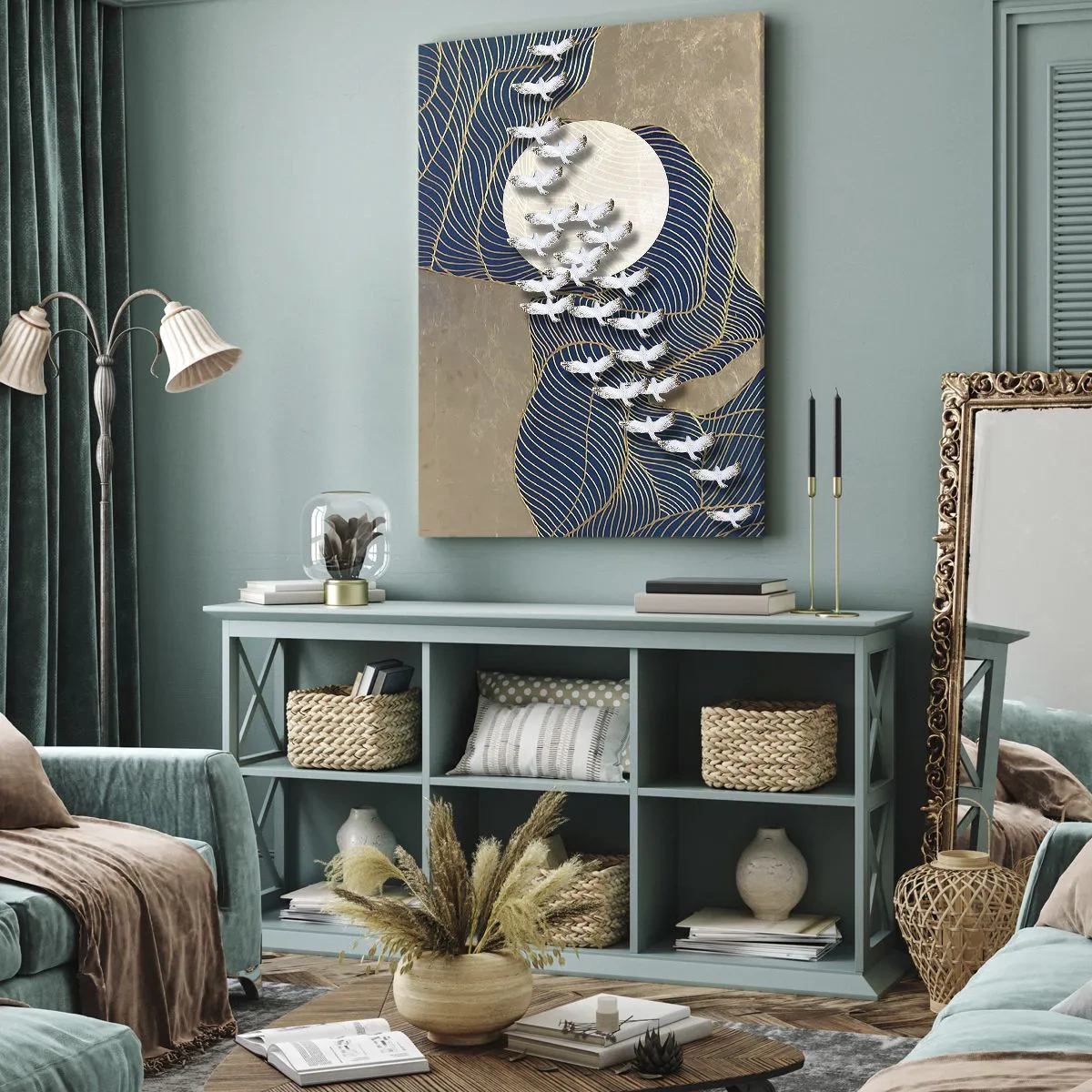 Cuadro sobre lienzo - Impresión de Imagen - Libertad en bandada comunidad - 65x120 cm