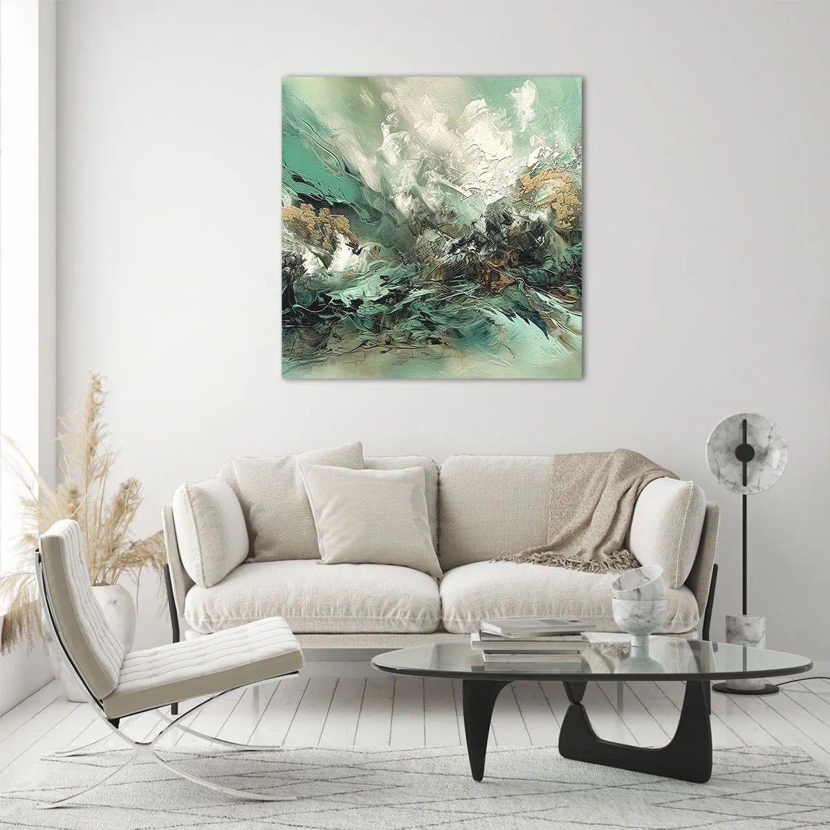 Cuadro sobre vidrio - Impresiones sobre Vidrio - Hervor negro esmeralda - 40x40 cm