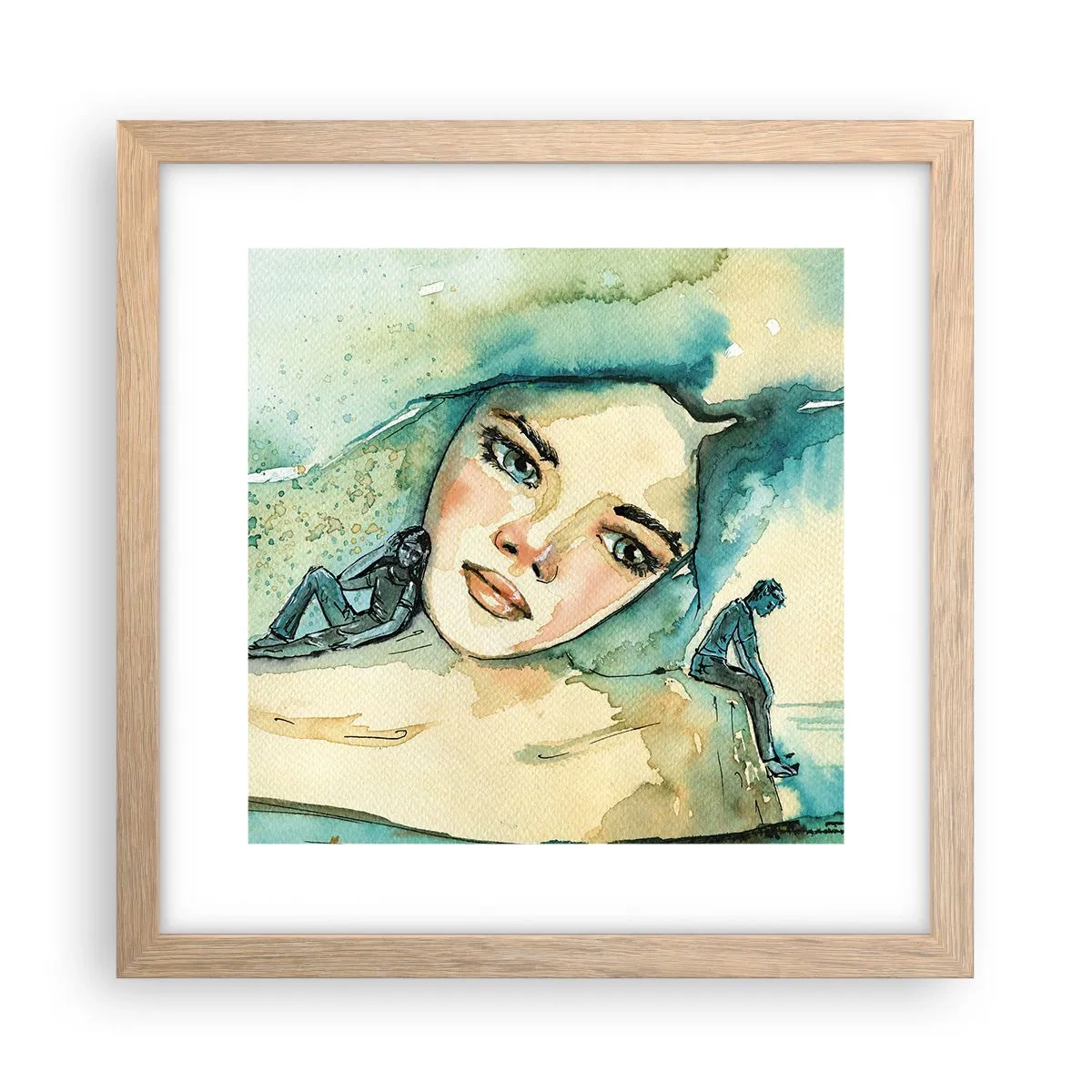 Póster en marco roble claro - ¿Soy azul? - 30x30 cm