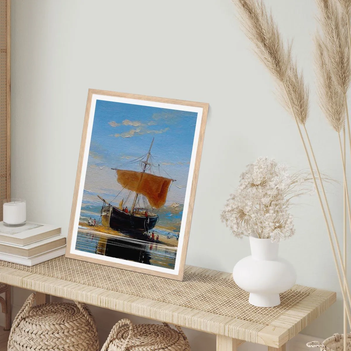 Póster en marco roble claro - Agua, tierra, aire - 30x40 cm