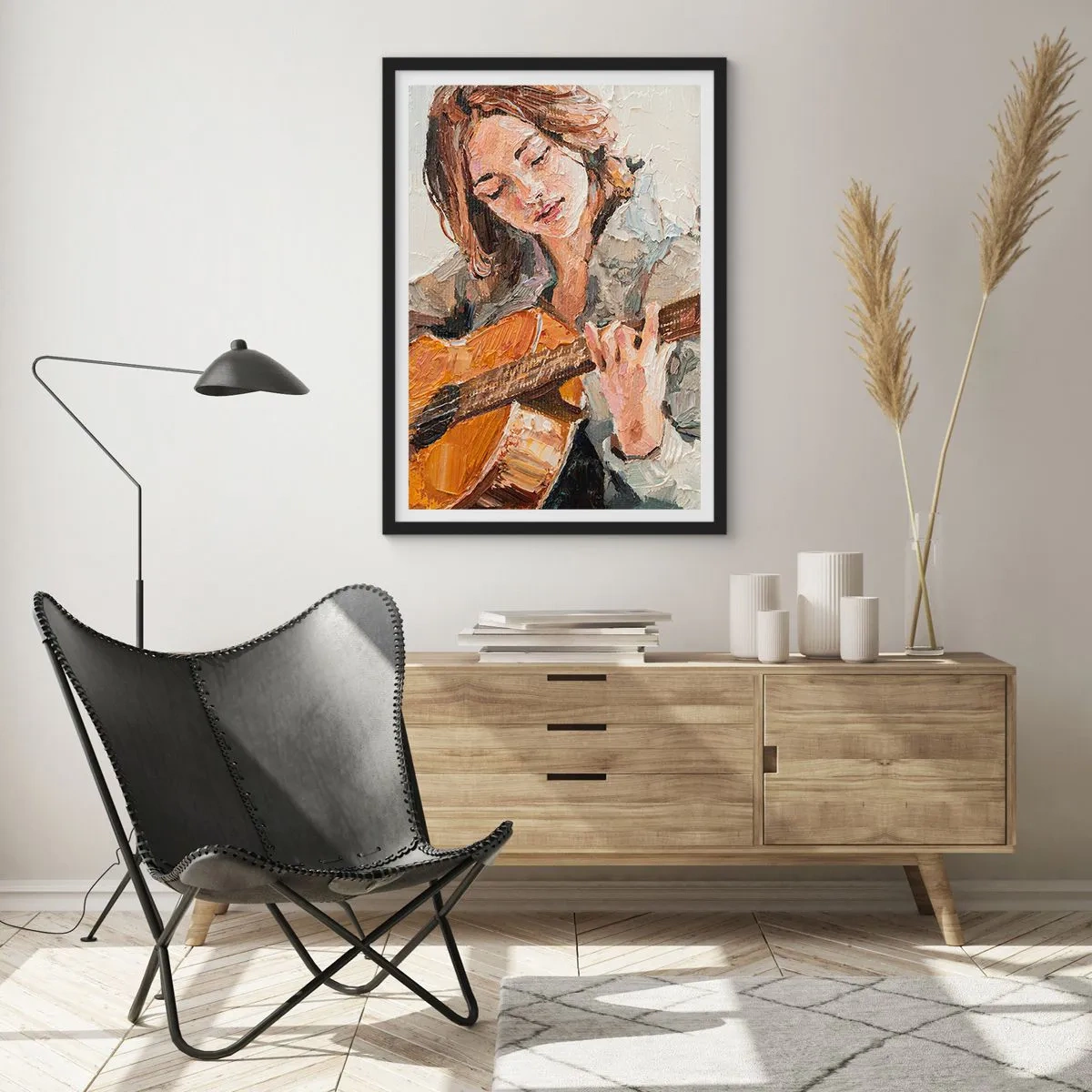 Póster en marco negro - Concierto de guitarra y corazón joven - 30x40 cm