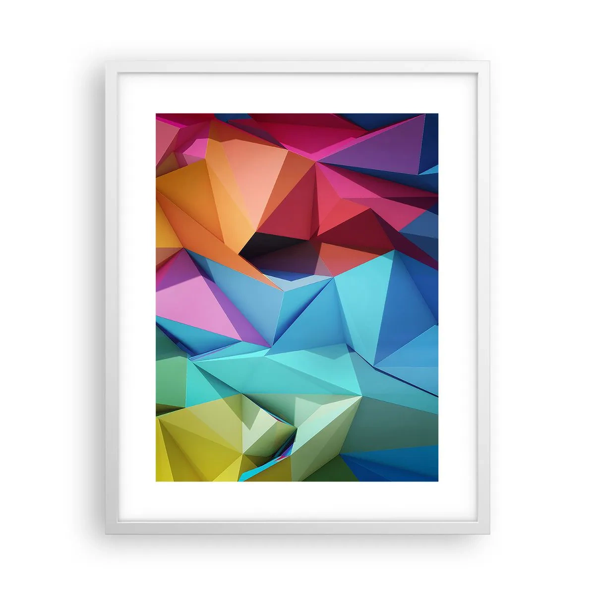 Póster en marco blanco - Origami arco iris - 40x50 cm