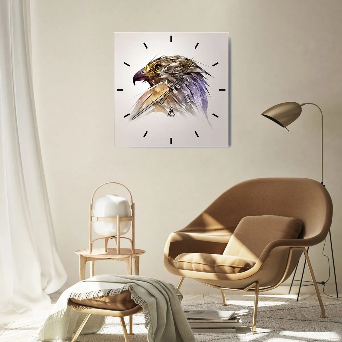 Reloj de pared - Reloj de vidrio - Retrato de un guerrero - 40x40 cm