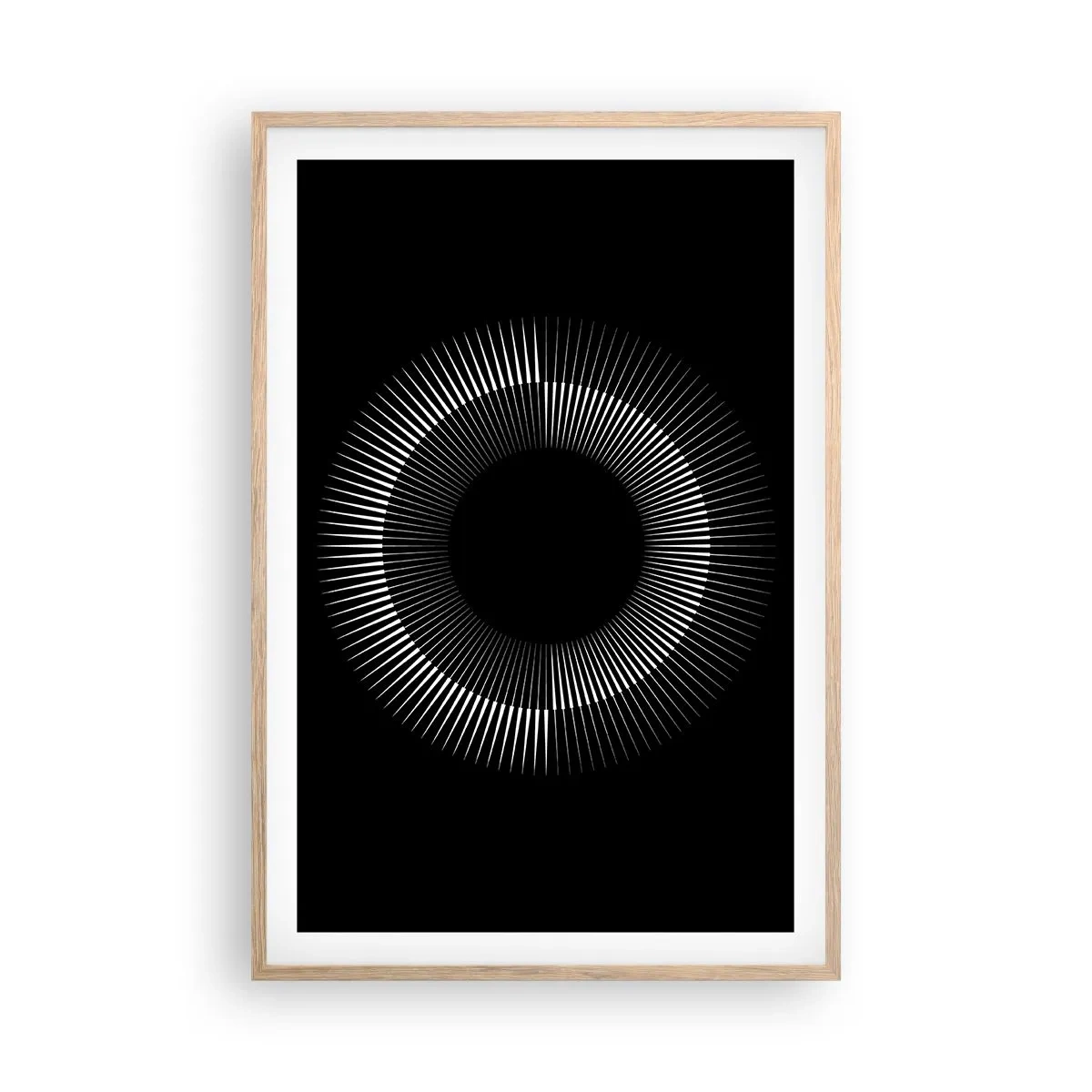 Póster en marco roble claro - Sol negro - 61x91 cm