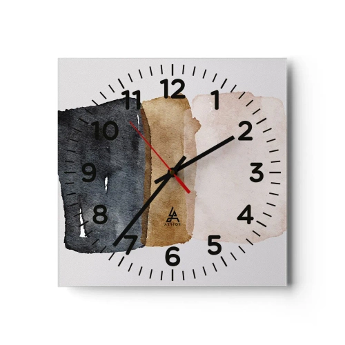 Reloj de pared - Reloj de vidrio - Una composición de colores tierra - 40x40 cm