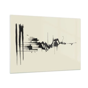 Cuadro sobre vidrio - Impresiones sobre Vidrio - Líneas y manchas negras dinámicas sobre un fondo claro en un estilo abstracto. - 100x70cm - Abstracción apresurada - Decoración de pared moderna para salón y dormitorio ARTTOR