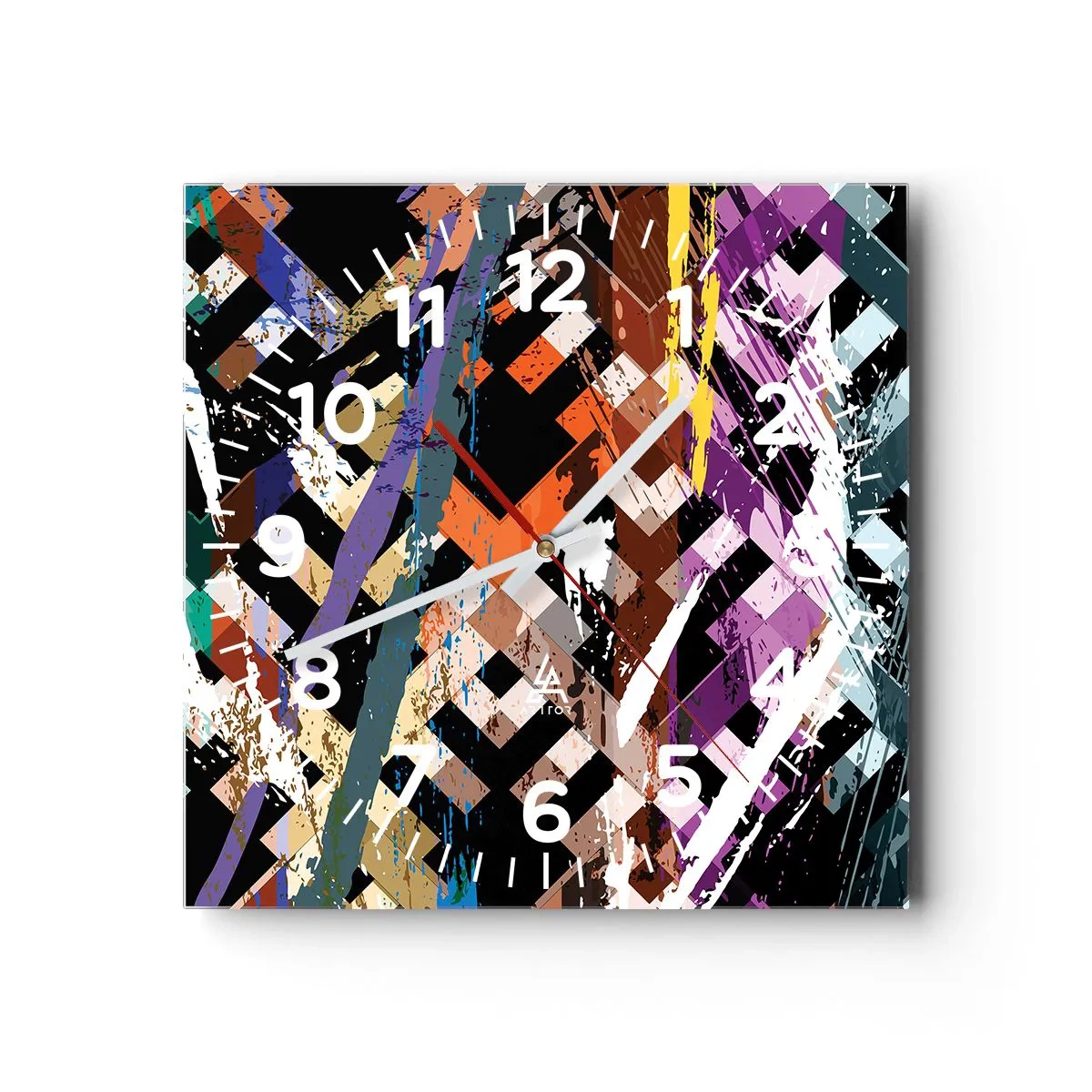 Reloj de pared - Reloj de vidrio - Elevado al cuadrado - 40x40 cm