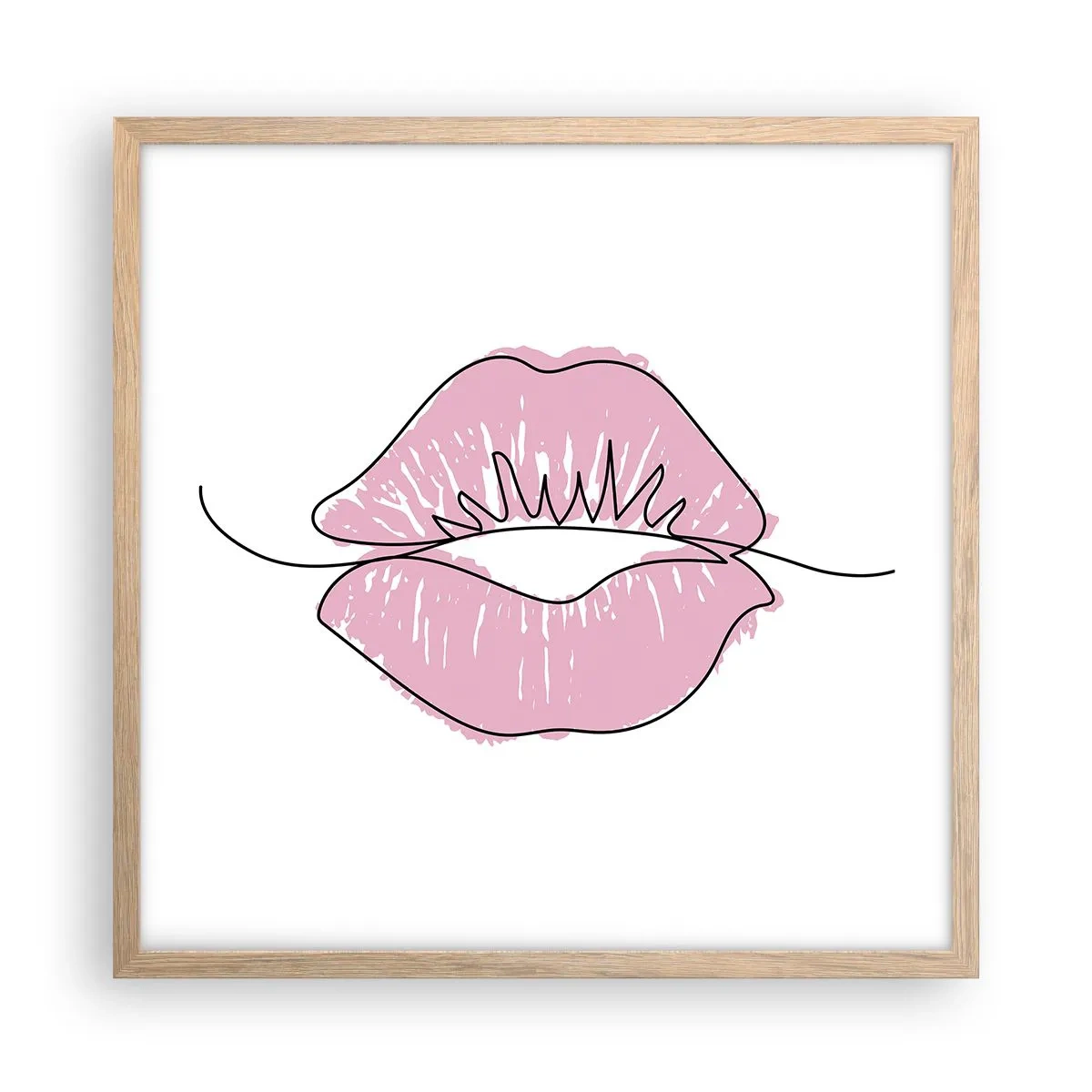 Póster en marco roble claro - ¿Listo para un beso? - 50x50 cm