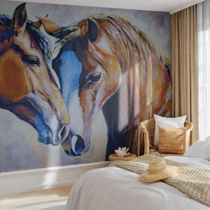 Fotomural Premium Canvas - ¿Esto es amistad? ¿Es amor? - Abstracción, Caballos, Naturaleza - 350x256 cm