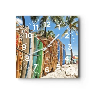 Reloj de pared - Reloj de vidrio - Diversión soleada - 40x40 cm