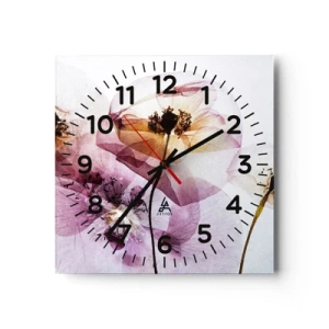 Reloj de pared - Reloj de vidrio - Cuerpo de flor - 40x40 cm
