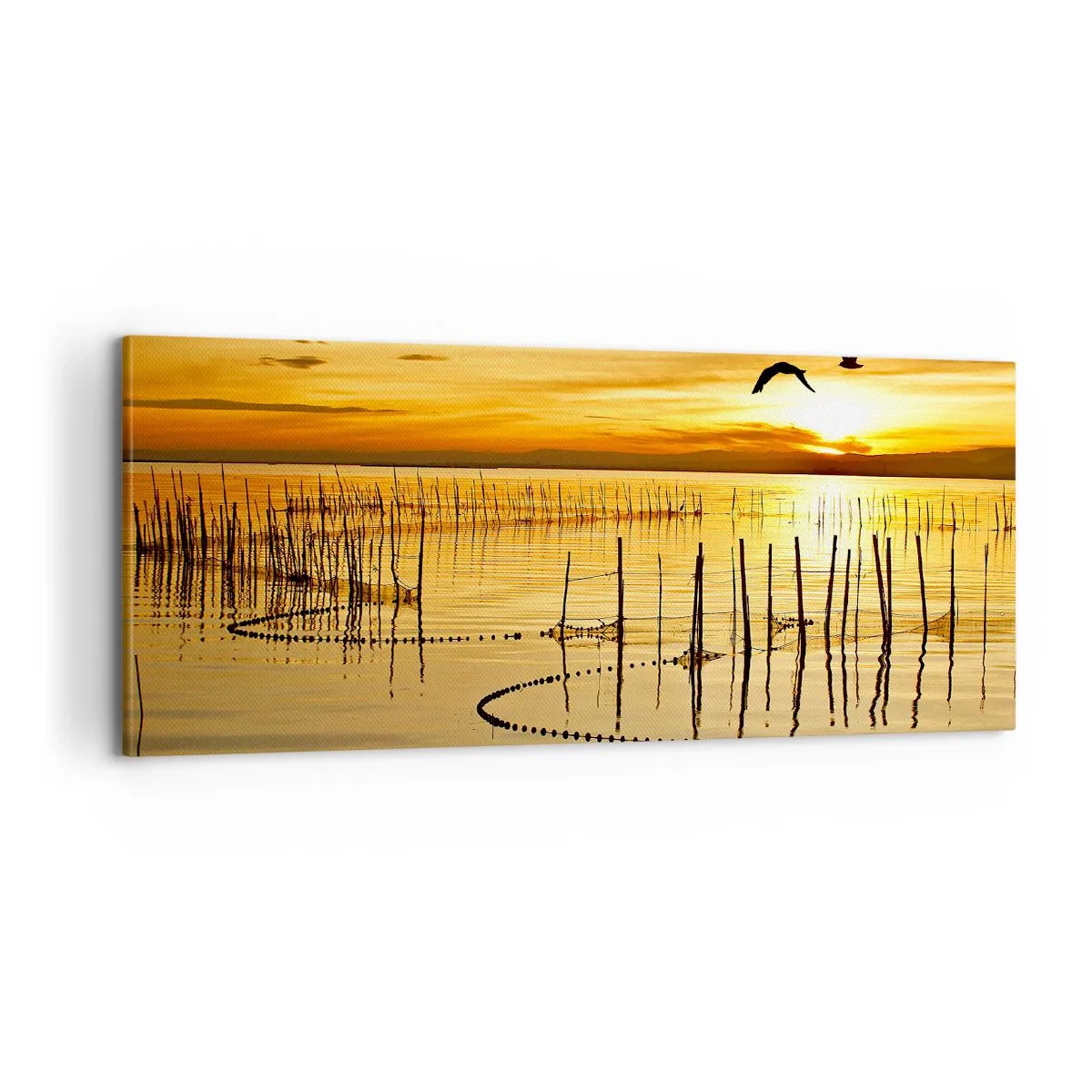 Cuadro sobre lienzo - Impresión de Imagen - Horizonte naranja - 100x40 cm