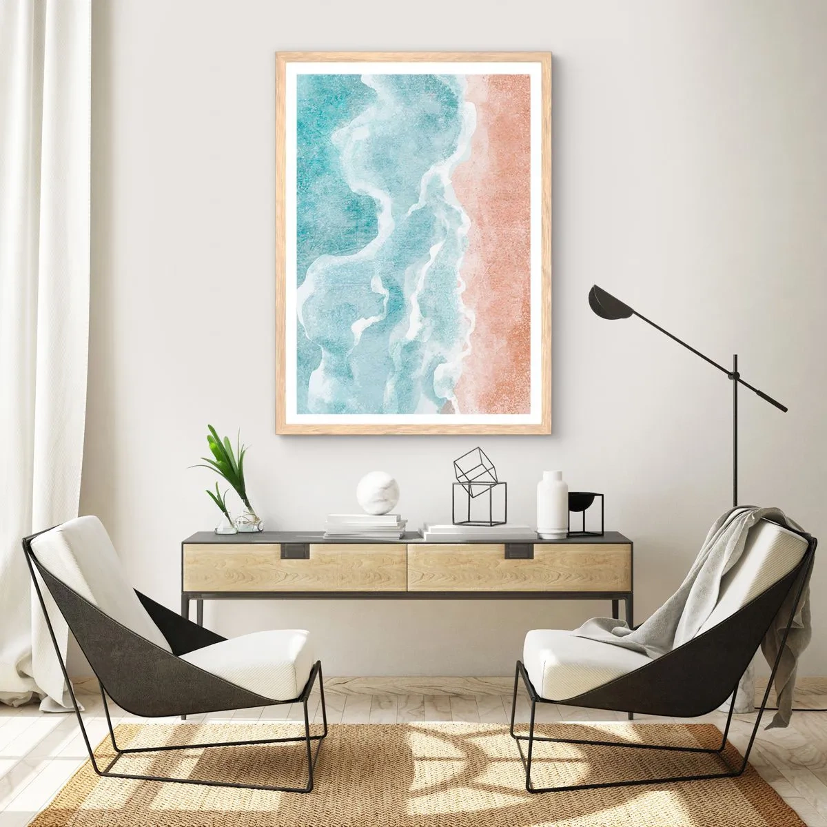Póster en marco roble claro - Abstracción de nubes - 61x91 cm