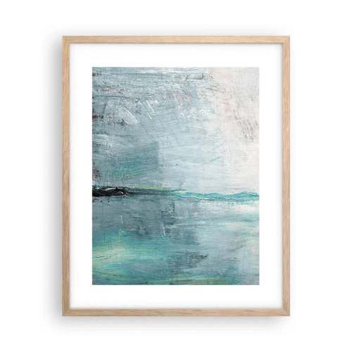 Póster en marco roble claro - Horizontalmente sobre el azul - 40x50 cm