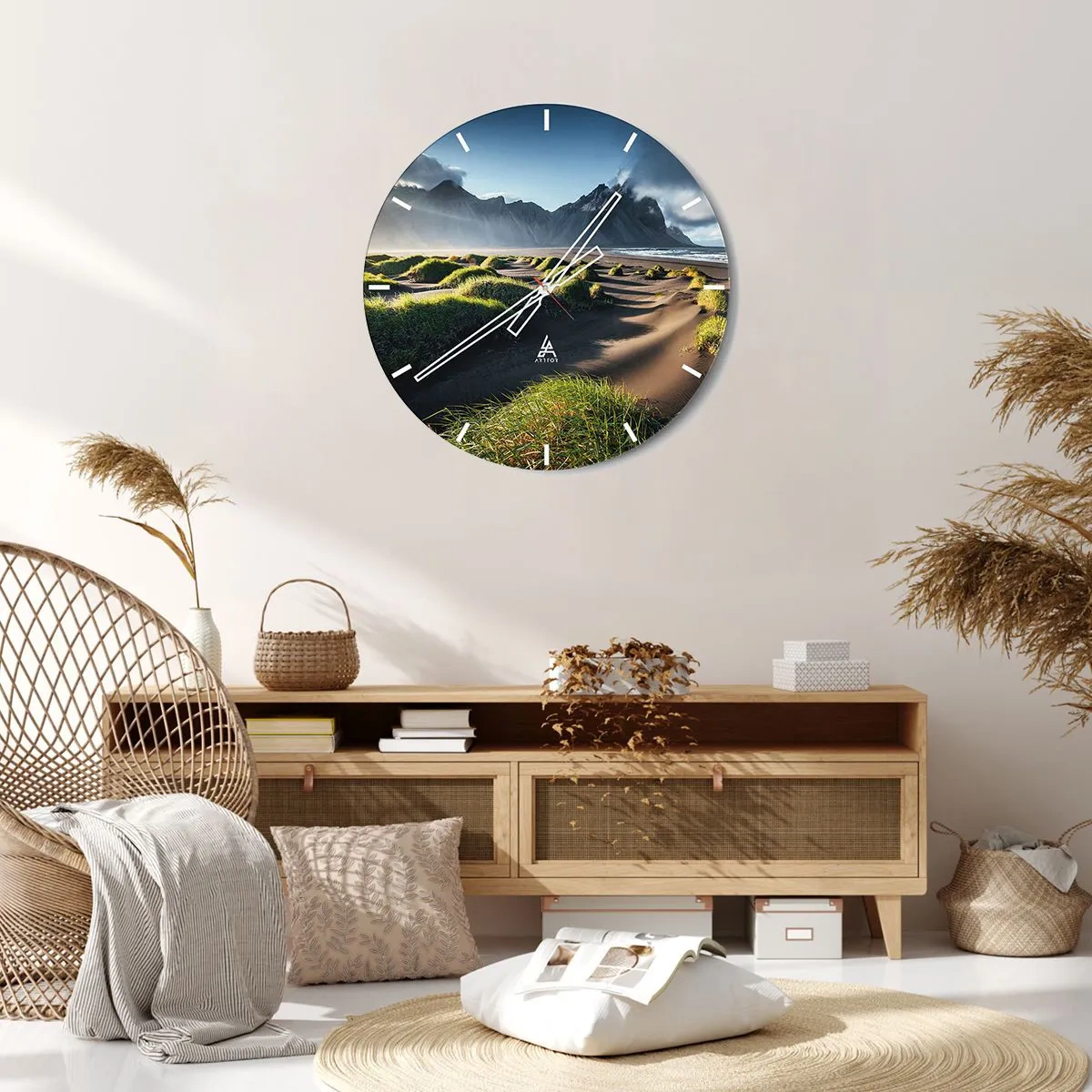 Reloj de pared - Reloj de vidrio - Armonía de los elementos - 40x40 cm