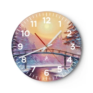 Reloj de pared - Reloj de vidrio - Las cuatro estaciones: el invierno - 40x40 cm