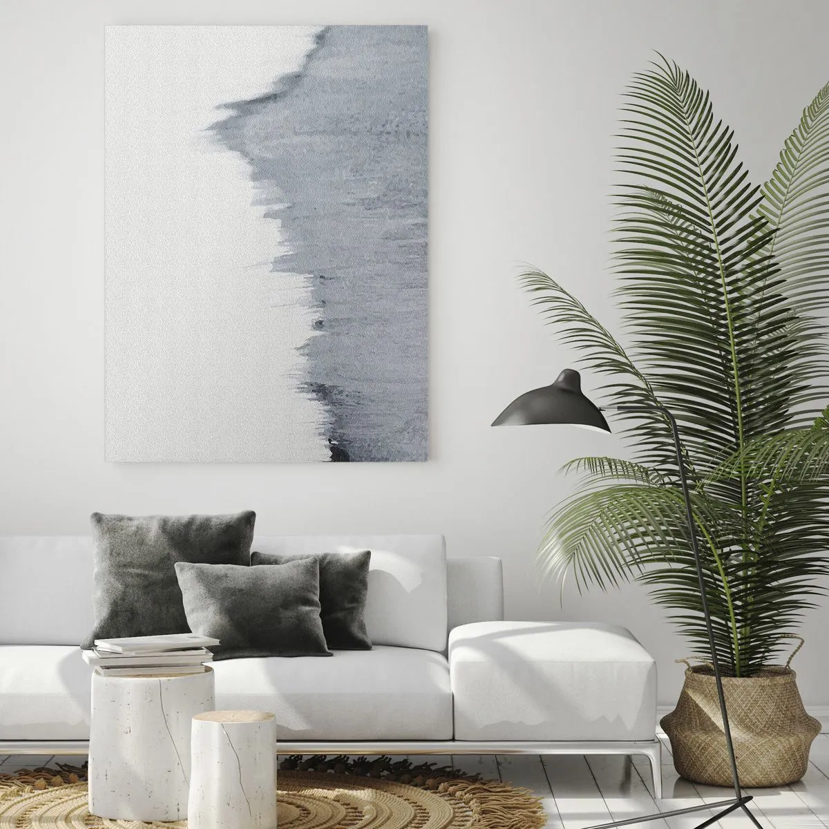 Cuadro sobre vidrio - Impresiones sobre Vidrio - Composición abstracta gris en estilo minimalista. - 80x120cm - Una señal misteriosa - Decoración de pared moderna para salón y dormitorio ARTTOR