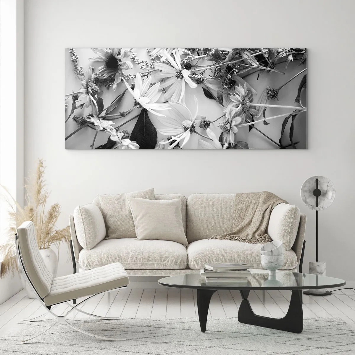 Cuadro sobre vidrio - Impresiones sobre Vidrio - Un no ramo de flores - 100x40 cm