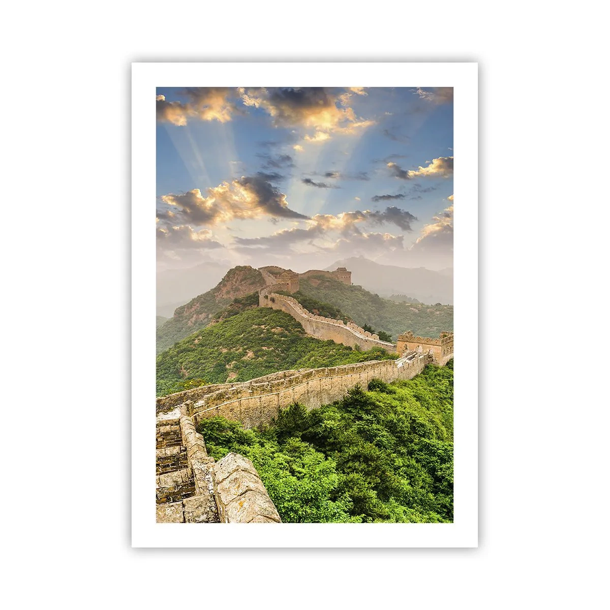 Póster - La Gran Muralla China a la pintoresca luz del sol poniente. - 50x70cm - Grandeza duradera - Decoración de pared moderna para salón y dormitorio ARTTOR