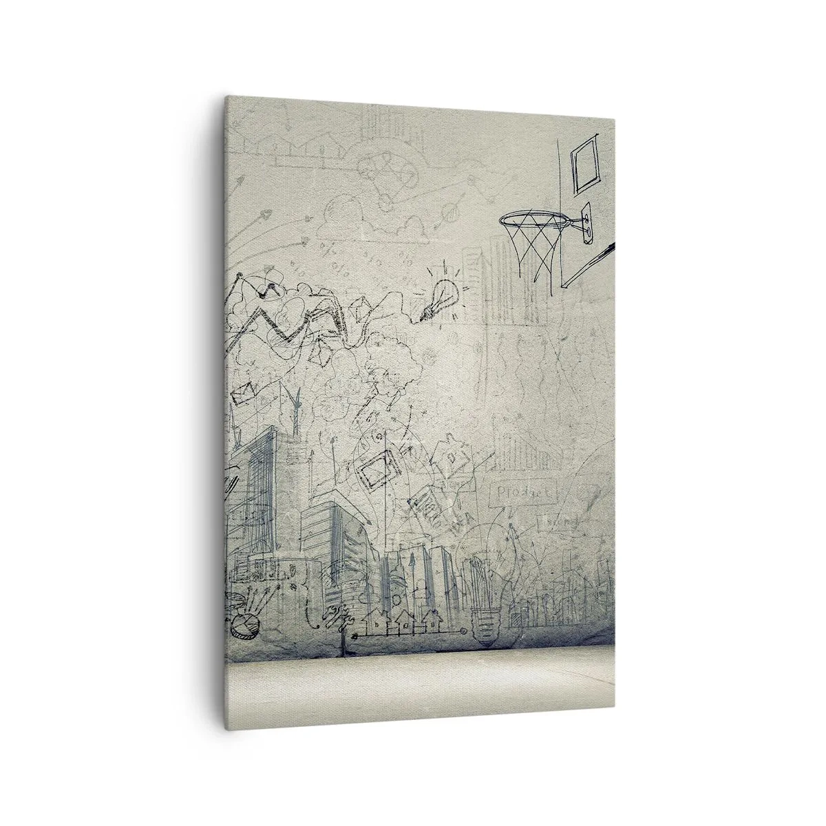 Cuadro sobre lienzo - Impresión de Imagen - Dibujos y diagramas sobre el fondo de una pared en bruto. - 70x100cm - Mi gloriosa vida en la ciudad - Decoración de pared moderna para salón y dormitorio ARTTOR