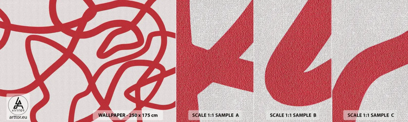 Muestra de fotomural Premium Canvas - Rojo sobre blanco - Minimalismo, Pedazo, Líneas - 100x30 cm