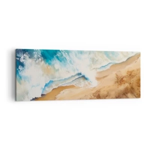 Cuadro sobre lienzo - Impresión de Imagen - Una ola del mar rompiendo contra la orilla arenosa - 140x50cm - Olas recurrentes - Decoración de pared moderna para salón y dormitorio ARTTOR