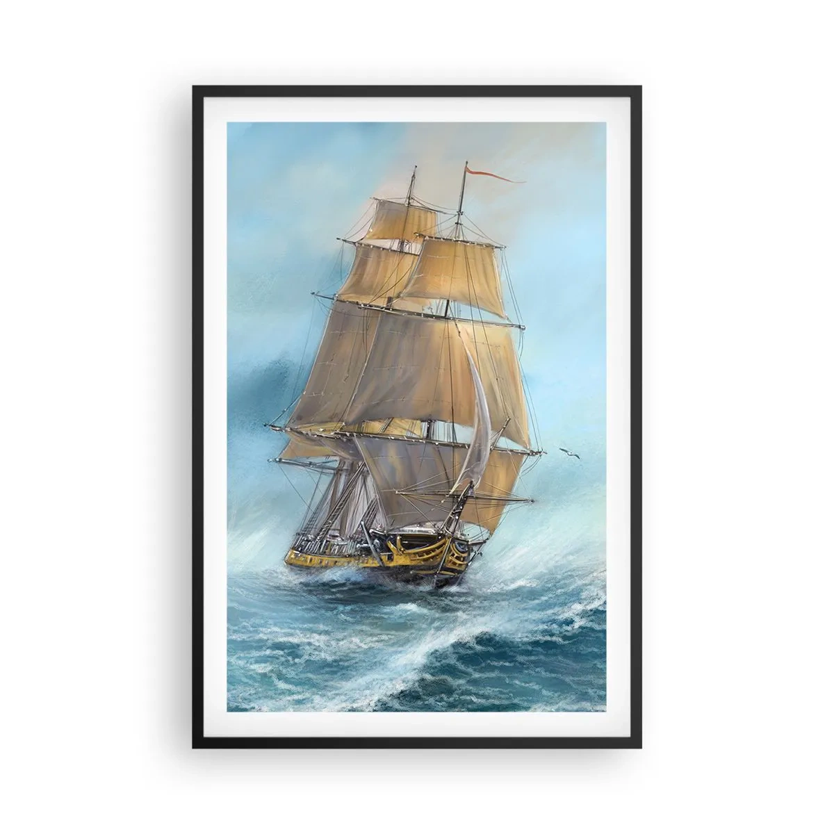 Póster en marco negro - Surcando las olas - 61x91 cm