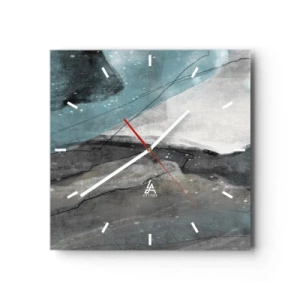 Reloj de pared - Reloj de vidrio - Composición abstracta en tonos grises y azules. - 30x30cm - Abstracción: rocas y hielo - Decoración de pared moderna para salón y dormitorio ARTTOR