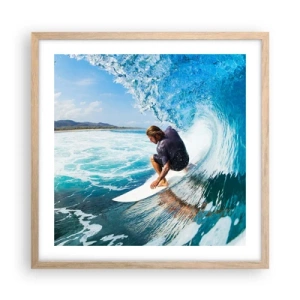 Póster en marco roble claro - Bailando con las olas - 50x50 cm