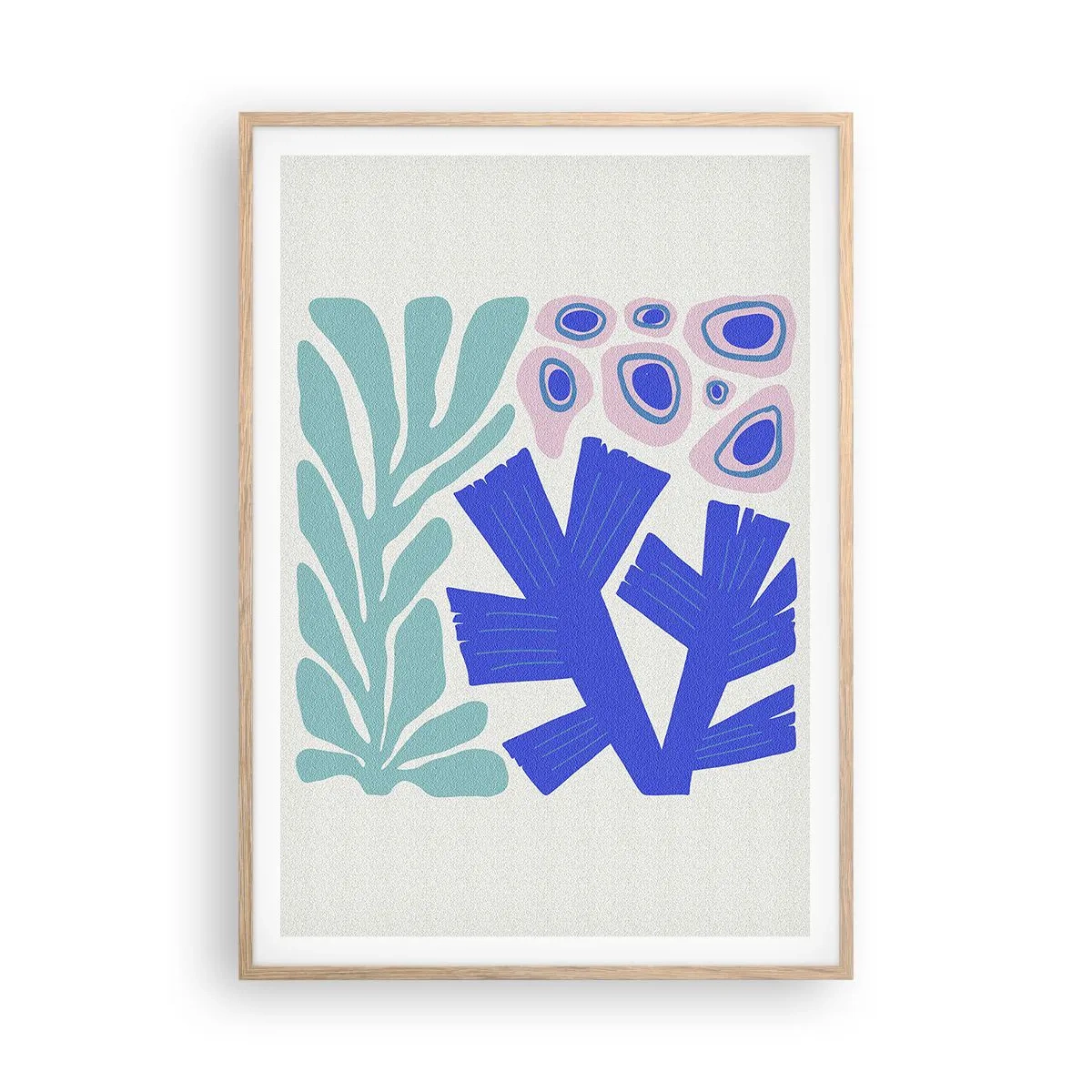 Póster en marco roble claro - Jardín submarino - 70x100 cm