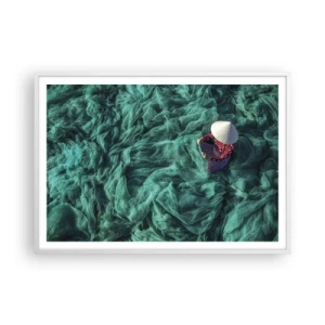 Póster en marco blanco - En un mar de redes - 100x70 cm
