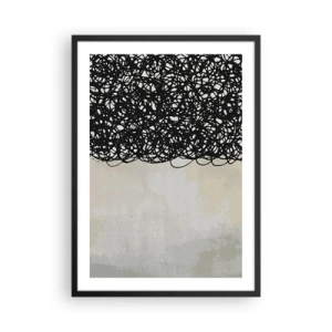 Póster en marco negro - Composición abstracta con líneas negras sobre un fondo claro. - 50x70cm - Una abstracción arremolinada - Decoración de pared moderna para salón y dormitorio ARTTOR