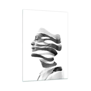 Cuadro sobre vidrio - Impresiones sobre Vidrio - Composición abstracta de un retrato femenino. - 50x70cm - Retrato surrealista - Decoración de pared moderna para salón y dormitorio ARTTOR