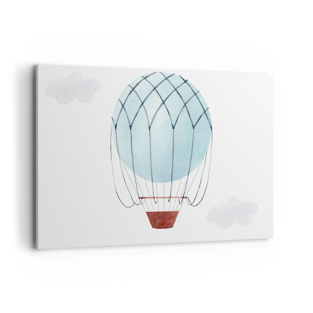 Cuadro sobre lienzo - Impresión de Imagen - Un globo pintado a mano sobre un fondo de delicadas nubes. - 120x80cm - Acariciando las nubes - Decoración de pared moderna para salón y dormitorio ARTTOR