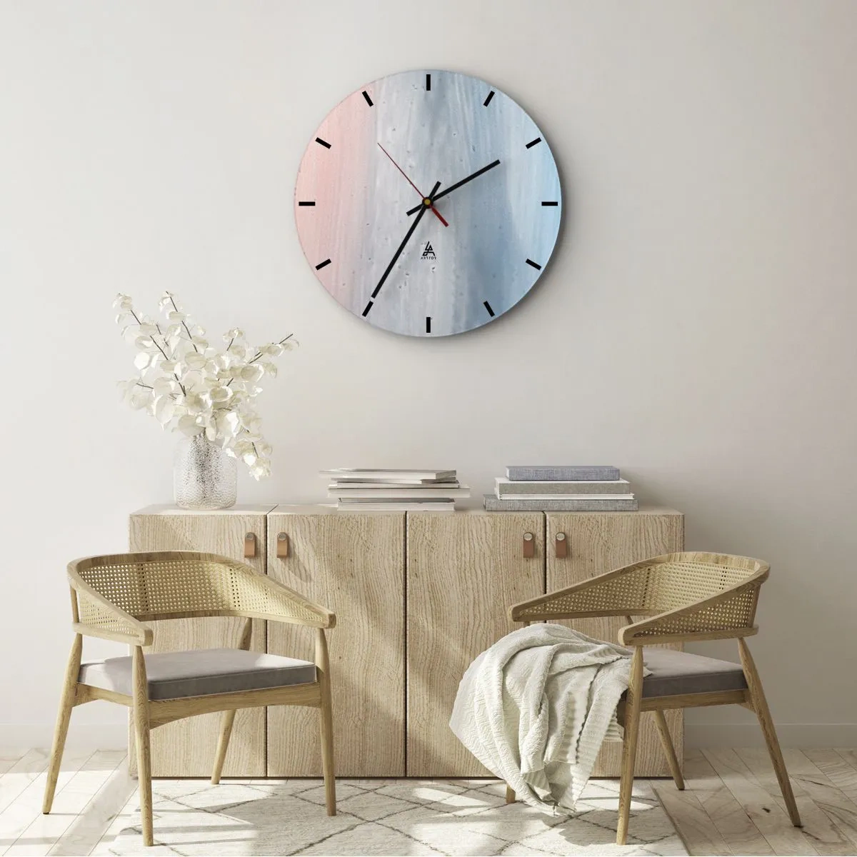 Reloj de pared - Reloj de vidrio - Elementos: aire - 30x30 cm