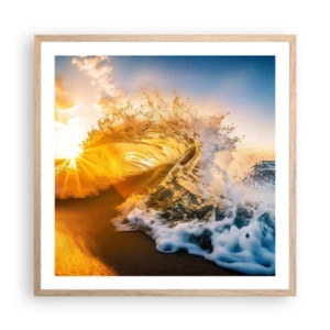 Póster en marco roble claro - Jugando en la arena - 60x60 cm