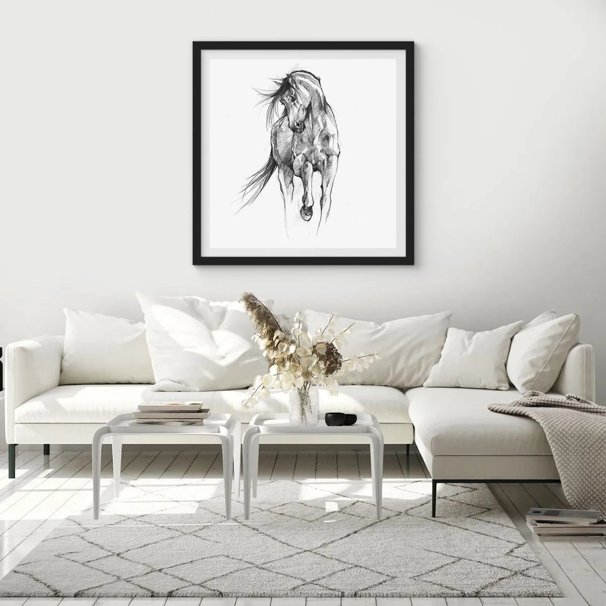 Póster en marco negro - En un elegante trote - 40x40 cm