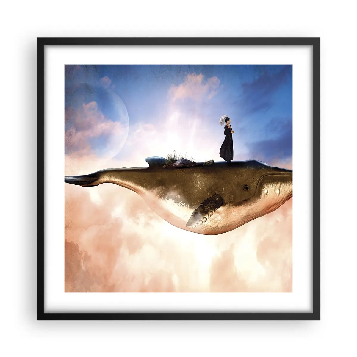 Póster en marco negro - Un viaje surrealista - 50x50 cm