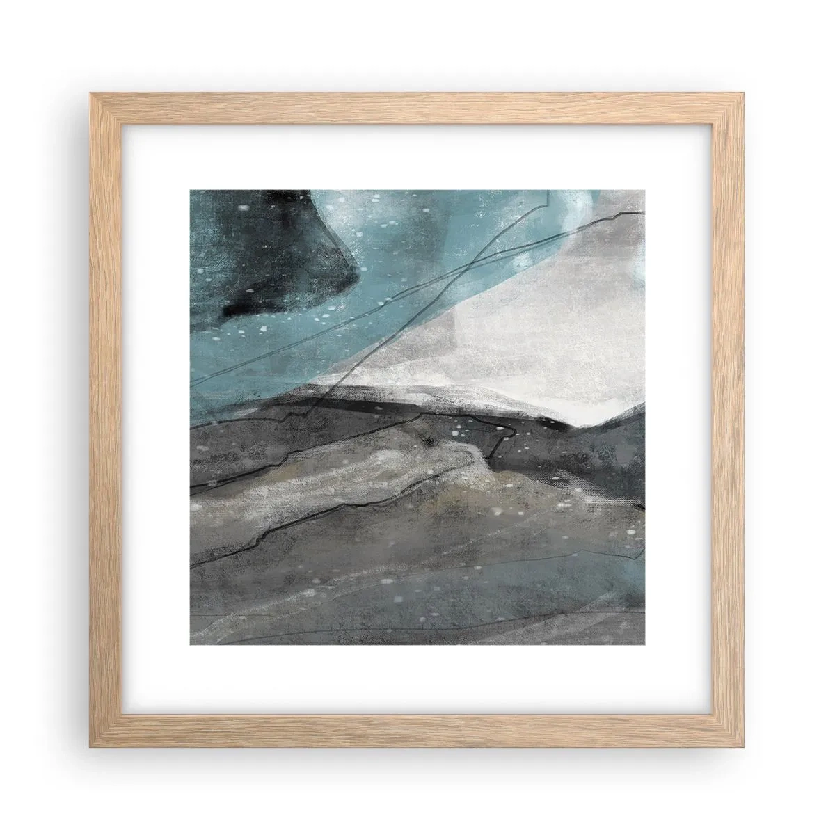 Póster en marco roble claro - Abstracción: rocas y hielo - 30x30 cm