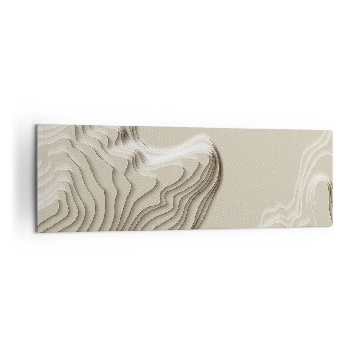 Cuadro sobre lienzo - Impresión de Imagen - Un patrón abstracto en tonos beige con efecto lineal. - 160x50cm - Topografía del arte - Decoración de pared moderna para salón y dormitorio ARTTOR