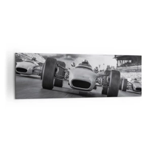 Cuadro sobre lienzo - Impresión de Imagen - Carrera de coches clásicos en movimiento - 160x50cm - ¡Hay poder! - Decoración de pared moderna para salón y dormitorio ARTTOR